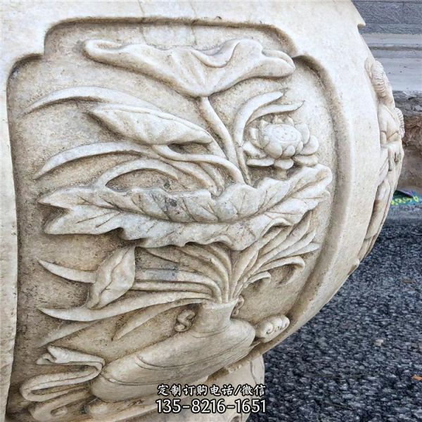 圓形景觀裝飾石缸 仿古做舊魚(yú)缸 雕塑（2）