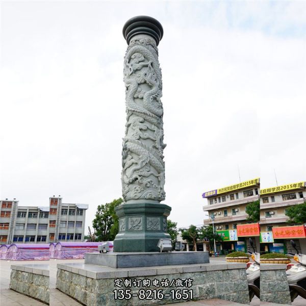 校園廣場(chǎng)大理石石雕浮雕龍柱