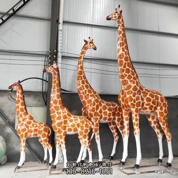 動物園商場擺放玻璃鋼彩繪長頸鹿雕塑擺件（3）