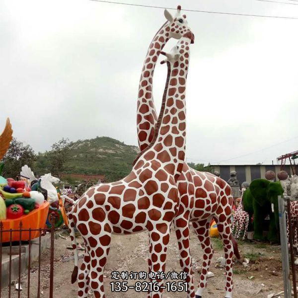 動物園商場擺放玻璃鋼彩繪長頸鹿雕塑擺件（2）