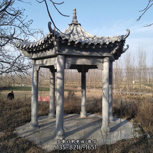 廣場(chǎng)青石石雕涼亭 景區(qū)石雕涼亭 雕塑（6）