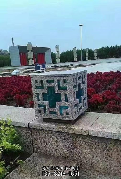 青石仿古鏤空雕刻石燈廣場庭院石雕裝飾擺件 （6）