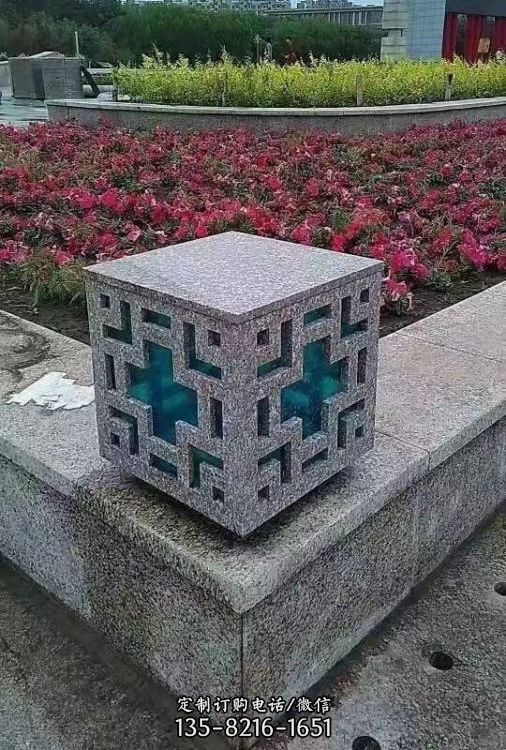 青石仿古鏤空雕刻石燈廣場庭院石雕裝飾擺件 （5）