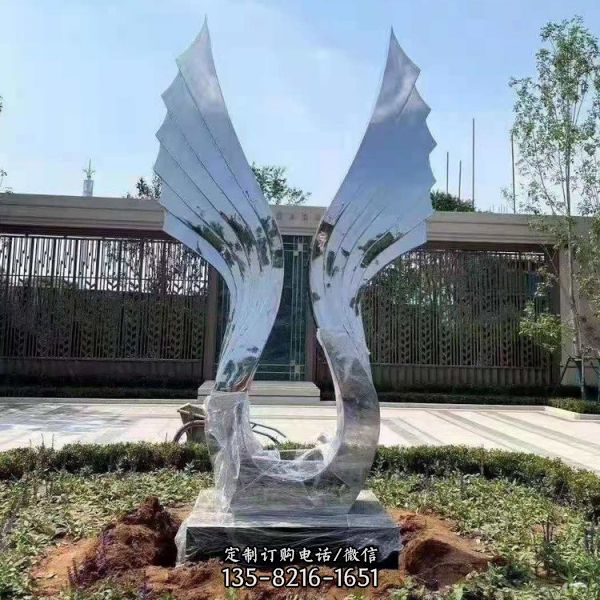 大型不銹鋼抽象翅膀廣場景觀雕塑 （1）