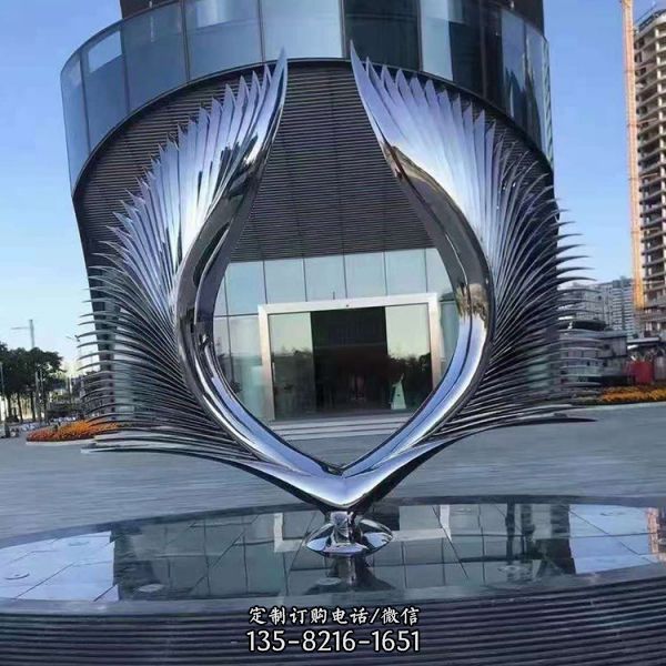 大型不銹鋼抽象翅膀廣場景觀雕塑 （3）