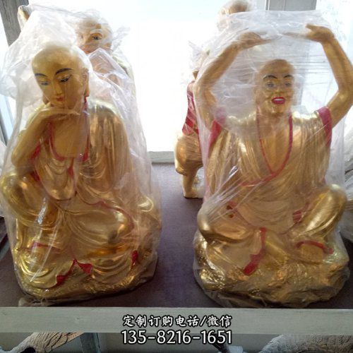 寺廟擺放十八羅漢人物銅像雕塑 （2）