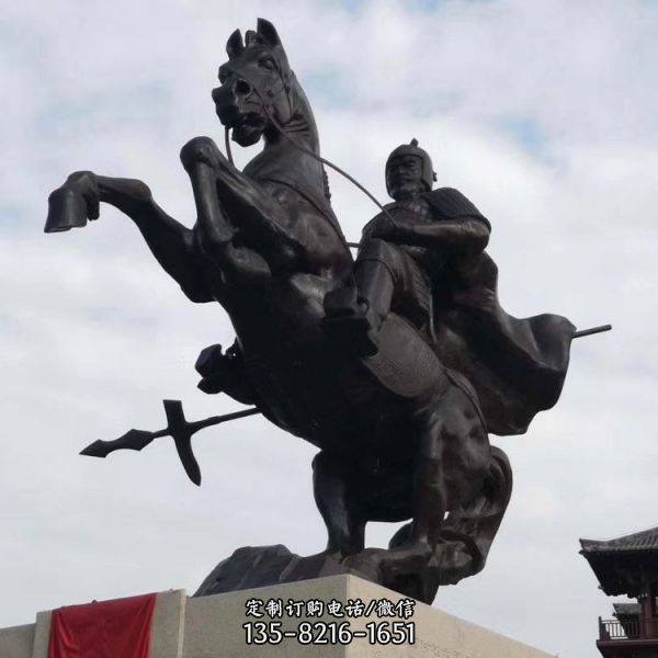 廣場大型擺件玻璃鋼仿銅古代騎馬將軍人物雕塑（3）