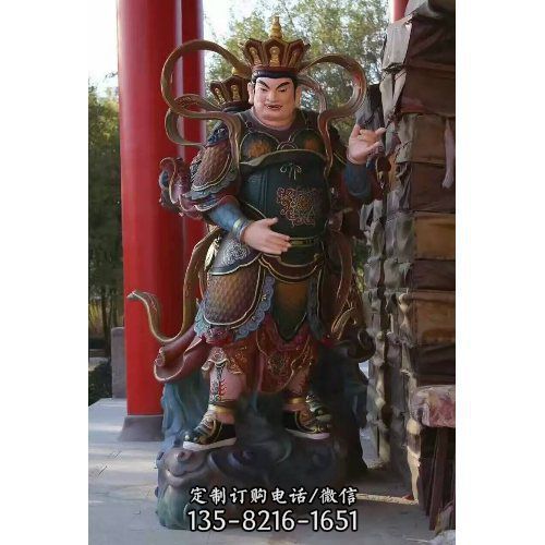 大型寺廟景觀玻璃鋼彩繪四大天王雕塑（4）