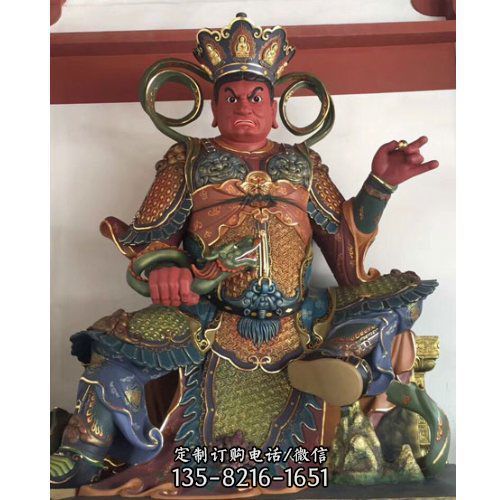 大型寺廟景觀玻璃鋼彩繪四大天王雕塑（5）