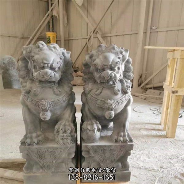 公園人物雕塑仿古漢白玉石獅子（5）