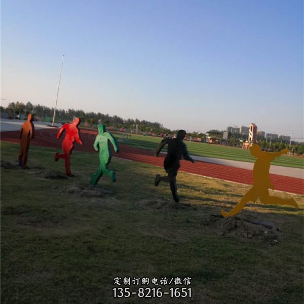 戶外不銹鋼抽象景觀運(yùn)動人物鏤空剪影雕塑（3）