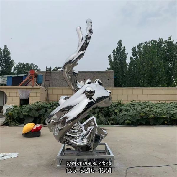 戶外抽象鏡面不銹鋼浪花雕塑 （4）