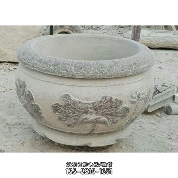 大理石石雕園林景觀石缸雕塑