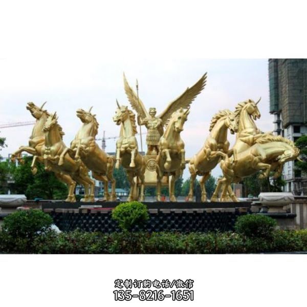玻璃鋼仿銅戶外大型景觀飛馬雕塑（3）
