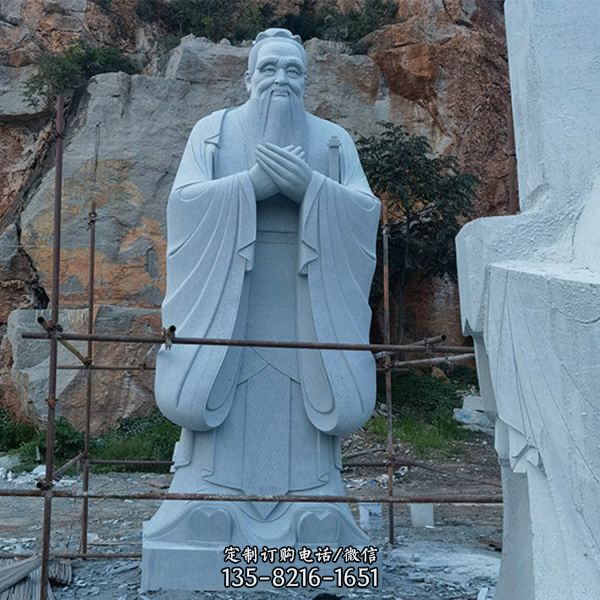 校園石雕人物景觀大理石石雕孔子雕塑（1）