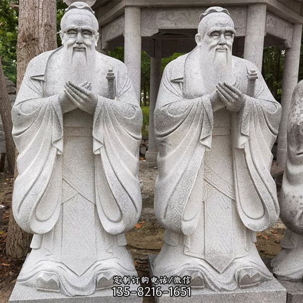 校園石雕人物景觀大理石石雕孔子雕塑（5）