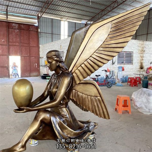 西方天使玻璃鋼仿銅園林景觀人物雕塑