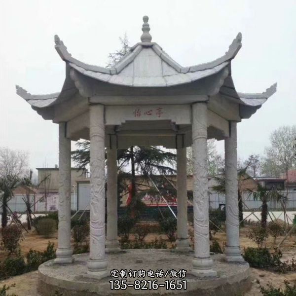 公園景觀石雕六角涼亭雕塑（2）