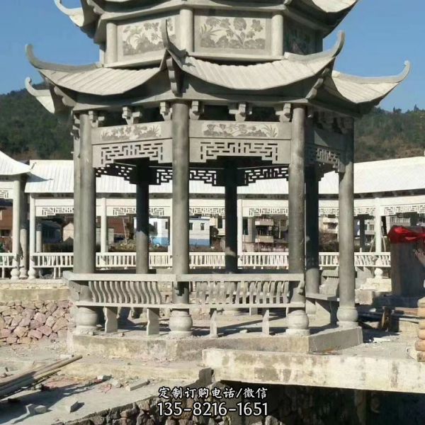 公園景觀石雕六角涼亭雕塑（4）