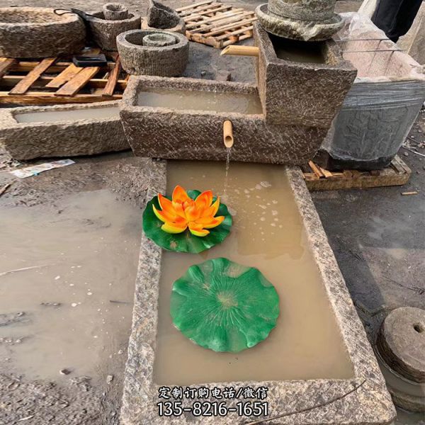 牛槽子花盆石雕水槽種花庭院流水?dāng)[件（6）
