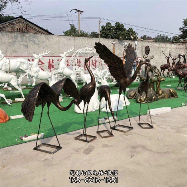 園林公園仿銅玻璃鋼動物仙鶴雕塑（1）