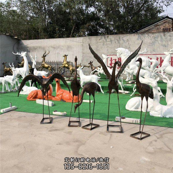 園林公園仿銅玻璃鋼動物仙鶴雕塑（2）