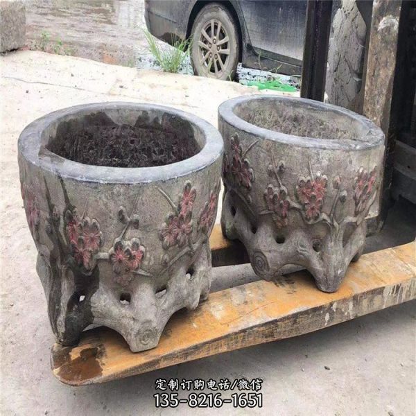 庭院別墅擺放石雕老石器老石盆流水景觀（3）