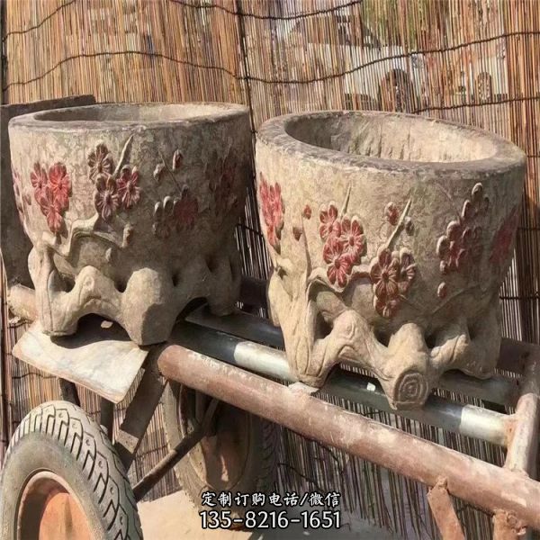 庭院別墅擺放石雕老石器老石盆流水景觀（5）