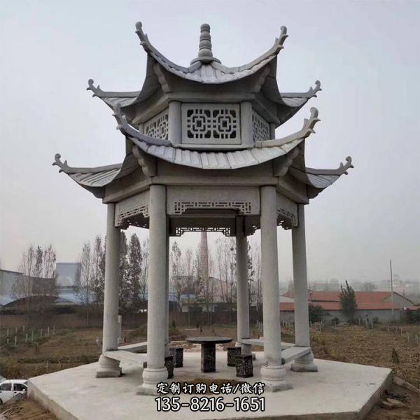仿古建筑石雕涼亭石長(zhǎng)廊制作（5）