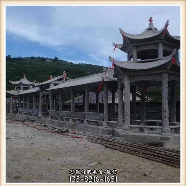 仿古建筑石雕涼亭石長(zhǎng)廊制作（4）