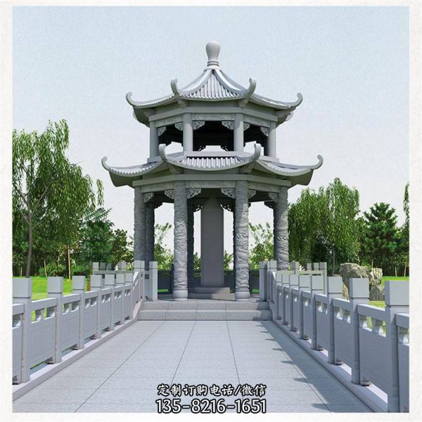 仿古建筑石雕涼亭石長(zhǎng)廊制作（3）