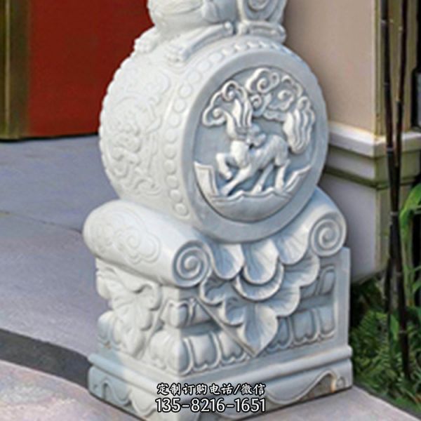 大理石石雕園林景觀小象浮雕抱鼓石雕塑（1）