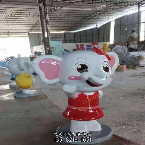 玻璃鋼樹脂定制游樂園美陳擺件卡通小象雕塑（2）