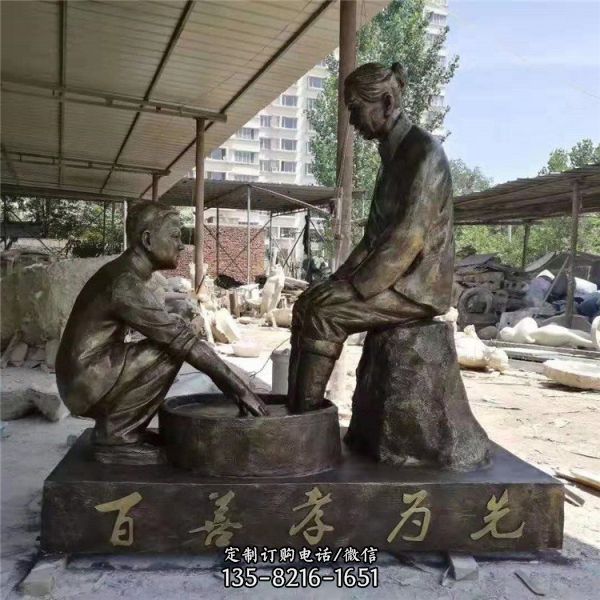 廣場(chǎng)擺放玻璃鋼孝道文化人物動(dòng)物主題雕塑小品 （4）