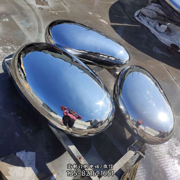 戶外園林造景金屬鵝卵石擺件鏡面水池景觀裝飾雕塑（4）