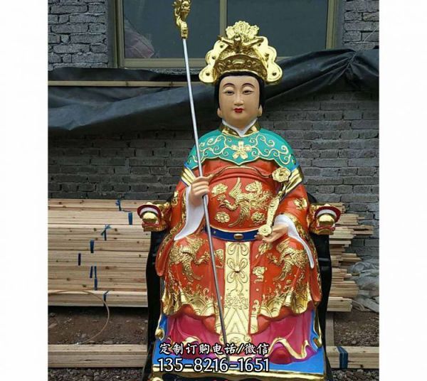 寺廟大型玻璃鋼彩繪佛像送子娘娘雕塑（1）