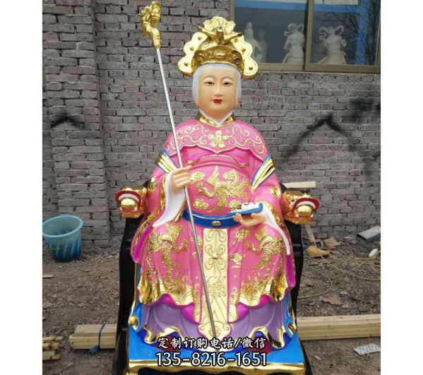 寺廟大型玻璃鋼彩繪佛像送子娘娘雕塑（2）