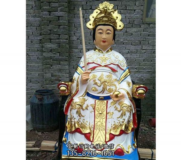 寺廟大型玻璃鋼彩繪佛像送子娘娘雕塑（4）