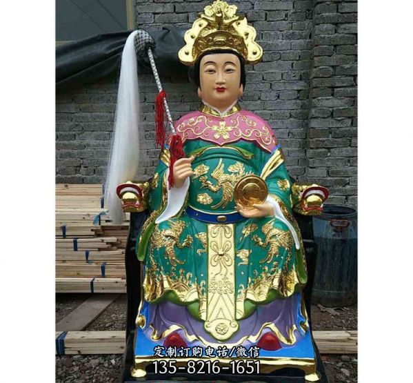 寺廟大型玻璃鋼彩繪佛像送子娘娘雕塑（3）