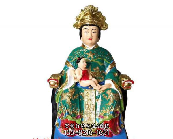 寺廟大型玻璃鋼彩繪佛像送子娘娘雕塑（5）