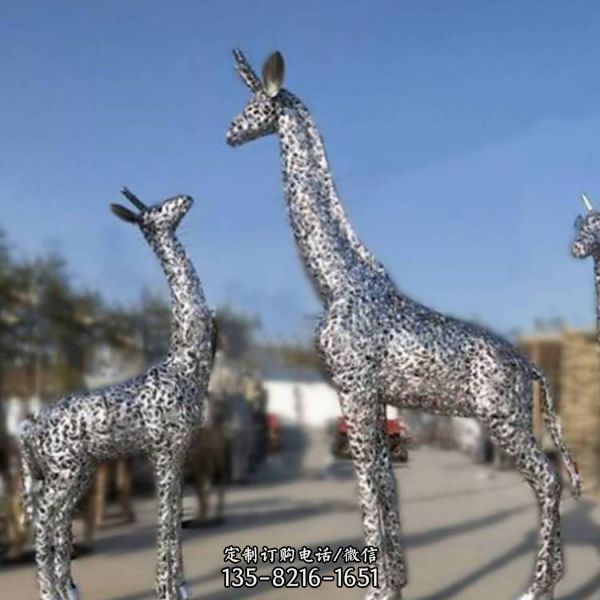 公園景區不銹鋼幾何鏤空大型戶外動物雕塑（3）