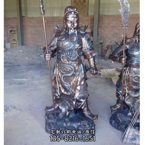 寺廟擺放黃銅鑄造提刀看書銅關公雕塑（2）