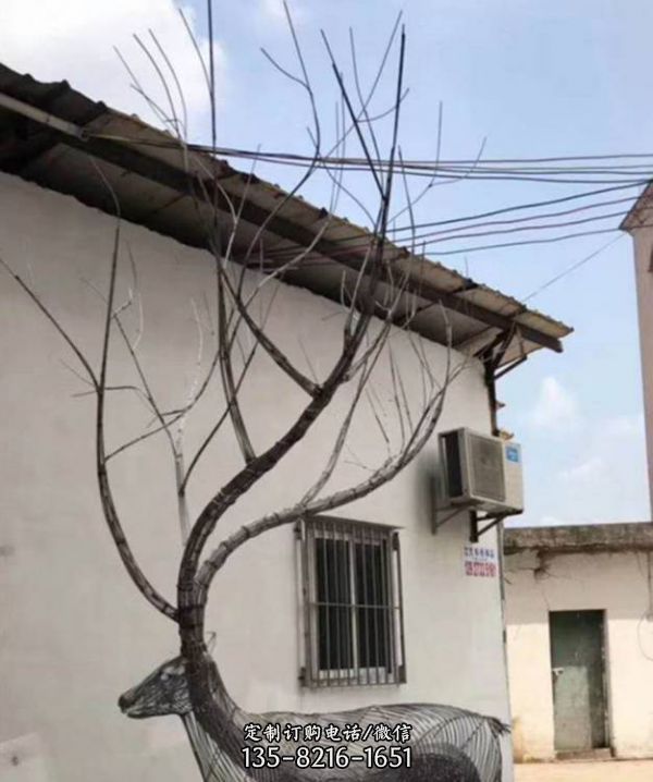 不銹鋼藝術景觀戶外大型梅花鹿雕塑（4）