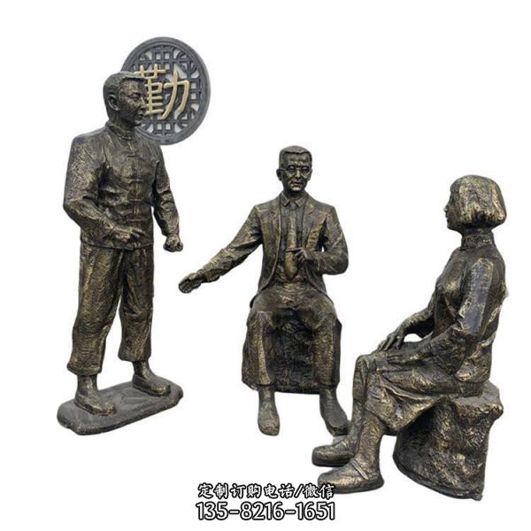玻璃鋼仿銅園林景觀擺件民俗人物雕塑（3）