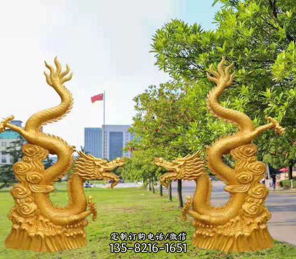 銅雕戶外廣場二龍戲珠雕塑