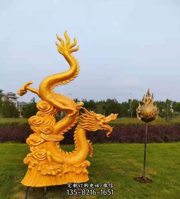 玻璃鋼龍雕塑創(chuàng)意藝術(shù)擺件公園噴水圣獸