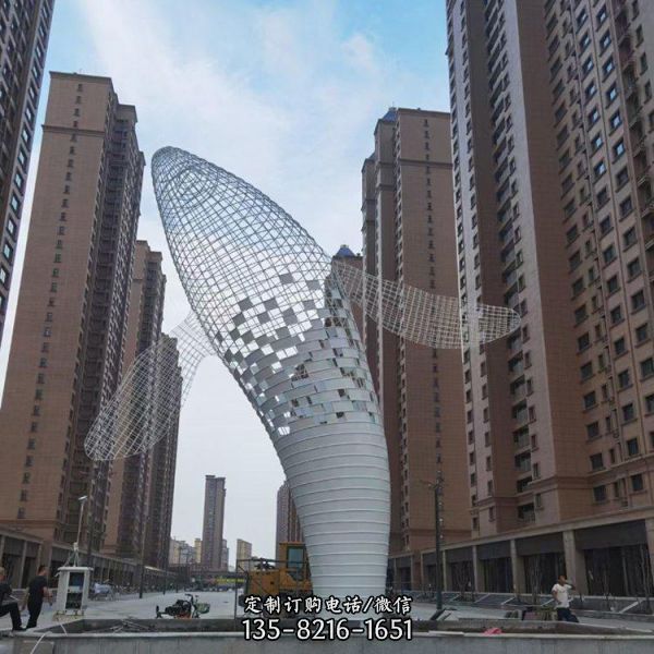 鯨雕塑鏡面動物戶外擺件廣場景觀雕塑（6）
