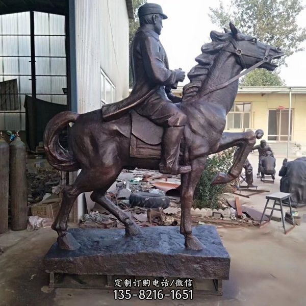 廣場小區擺放玻璃鋼仿銅馬雕塑戰車景觀小品（5）