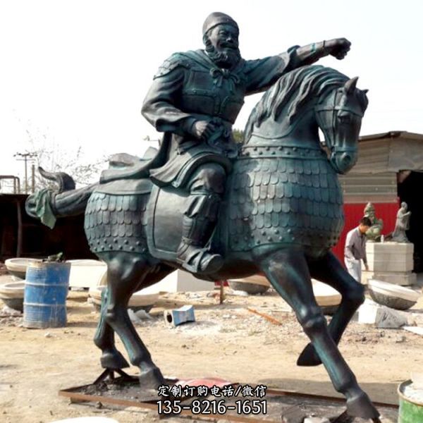 廣場小區擺放玻璃鋼仿銅馬雕塑戰車景觀小品（3）