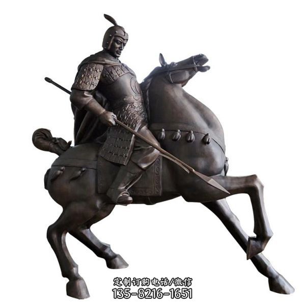 廣場小區擺放玻璃鋼仿銅馬雕塑戰車景觀小品（7）